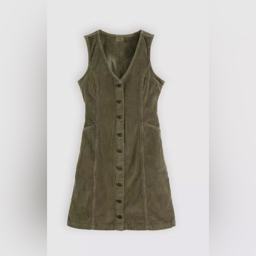 Levi's Like New Vianna Vest Dress in Ivy Green Silver Button Down Dress